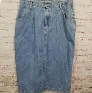 VTG Lee Womens Jean Skirt Blue Denim Long  p